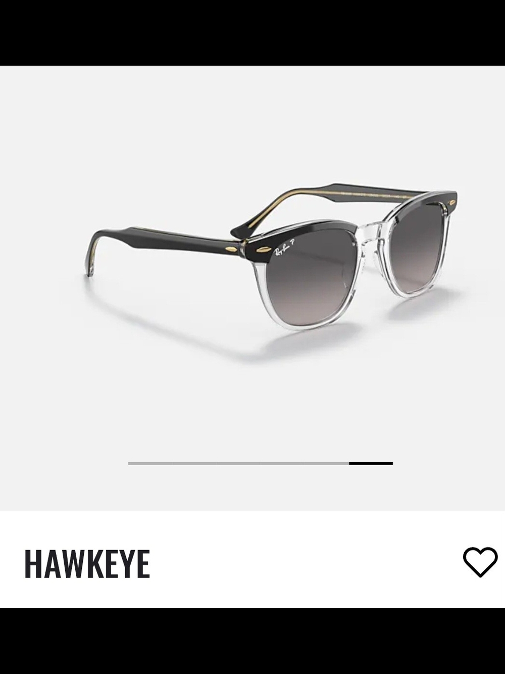 Ray-Ban Two-Tone Hawkeye Sunglasses - Polished Black & Clear, Polarized Lenses - Picture 13 of 15